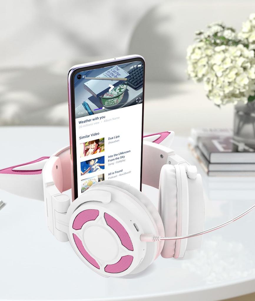 Fox and Cat Ear Headphones, Bluetooth Headset, Bluetooth 5.3 Wireless Headphones, HD Calling, HiFi Sound Quality, Wired and Wireless, LED Dynamic