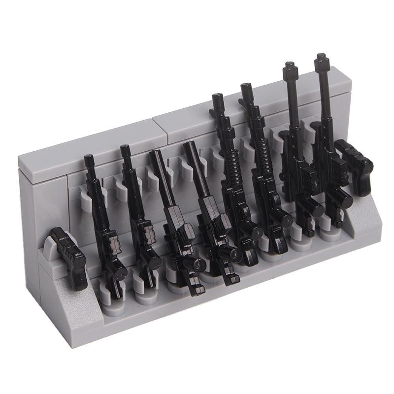 

Военная оружейная стойка Игрушка Копье Пистолеты SWAT Развивающие игрушки для детей Модель Конструктор Детские подарки Военные детали