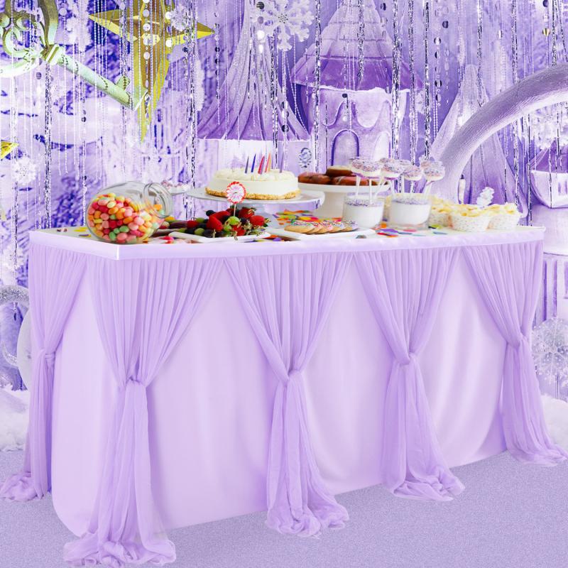 Stretch Yarn Cross-striped Table  Skirt Rectangular Table Round Table Skirt Wedding Party Decoration