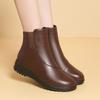 Winter Soft Leather Cotton Shoes Non-slip Soft Sole Medium Flat Bottom Short Boots Cotton Boots Velvet Warm Leather Boots
