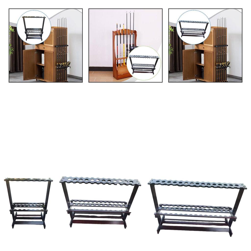 Fishing Rod Holder Versatile Easy Assembly Double Side Slot Bamboo Accessory 23 Holes