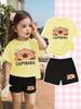 Cartoon Capybara Funny Print Boy Girls Short Sleeved T-Shirt Casual Shorts Children's Set Summer Casual Suit 2 Piece Tracksuits