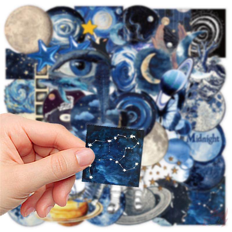 50Pcs/Set Laser Blue Outer Space Series 01 Stickers DIY Fashion Waterproof Doodle Decals Stickers