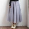 Elegantes Vintage Ballkleid mit hoher Taille Qooth Elastische Taille 3 Lagen Mesh Langer Tüllrock Frühling Herbst Gazetutu-Rock QT2001