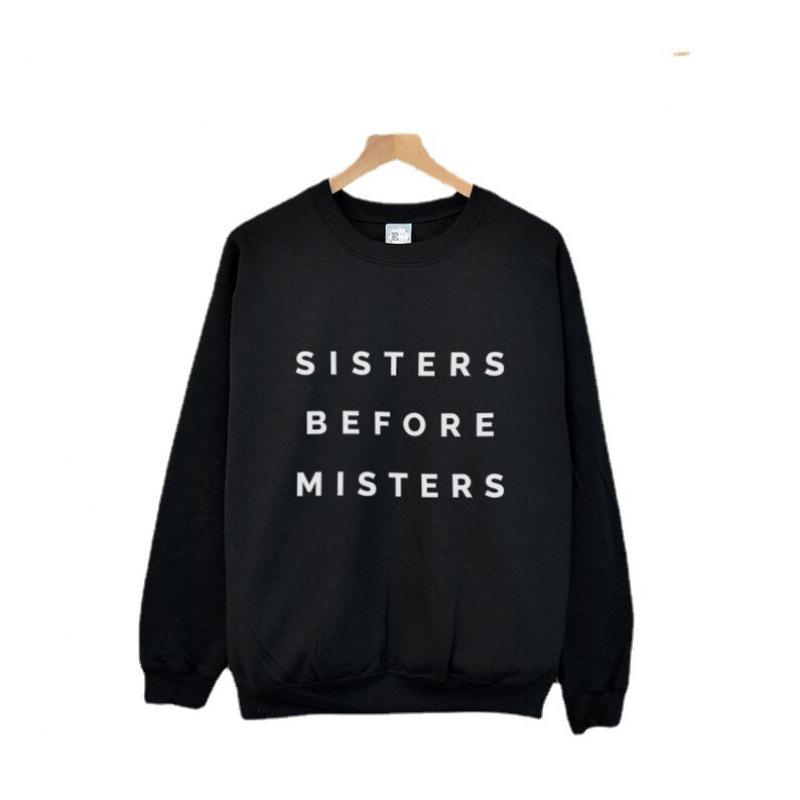 European & American Casual Letter Print Long Sleeve Hoodie T-Shirt - Fashionable Loose Fit Round Neck