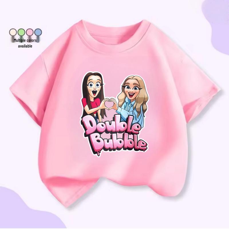 Unisex Kids Summer T-Shirt: Heart-Shaped Cartoon Print & Fun Slogan
