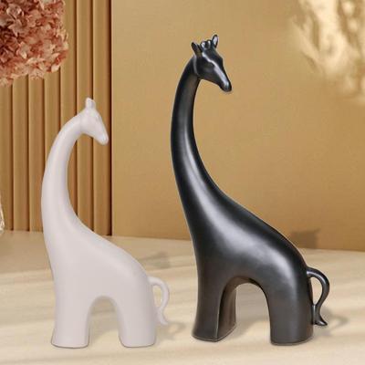Giraffe Statue Animal Sculpture Collection Ceramic Art Crafts Modern Tabletop Ornament Decorative Figurine for Bedroom Office