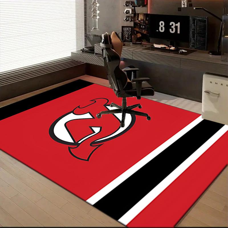 Jersey Devils Logo Floor Mat for Living Room, Game Rooms, Office, Bedroom, Office Floor Mat Playful Design, Christmas Fan Gifts