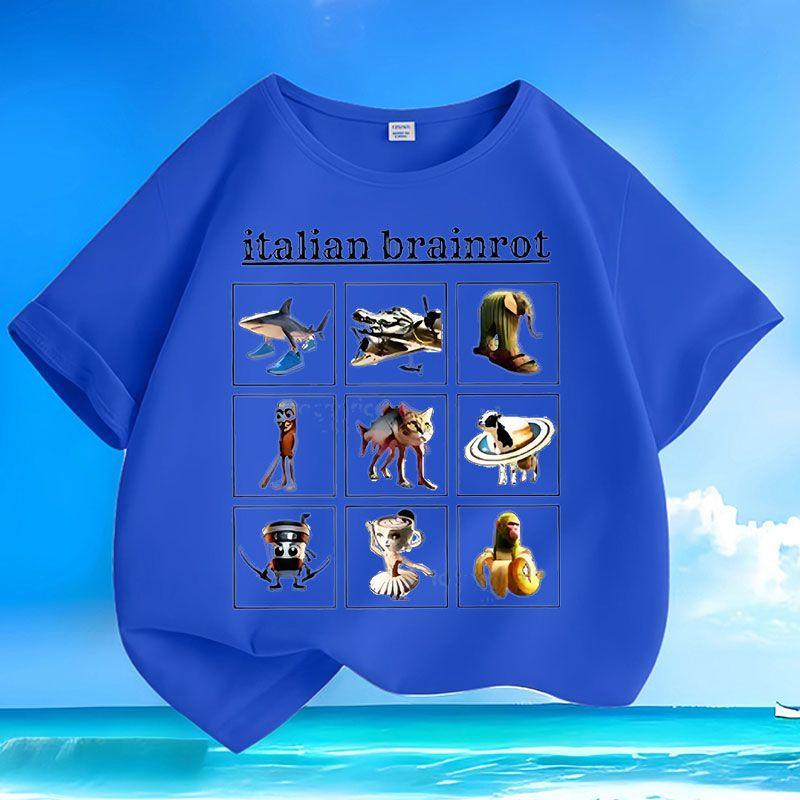 Kinder Freizeit Tungtungtungsahur Holzstabfigur Shan Hai Jing Spitze, Sommer Locker Oberteil für Jungen und Mädchen