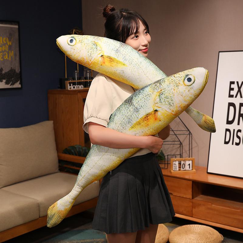 Simulated Large Yellow Croaker Throw Pillow Salted Fish Doll Rag Doll Go To Work Fishing Funny Plush Toy Creative Gift