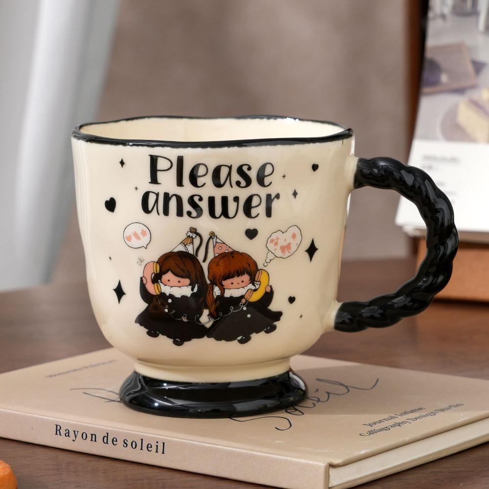 

Design sense niche girls mug household cute ceramic cup office water cup breakfast coffee cup gift 401-500ml