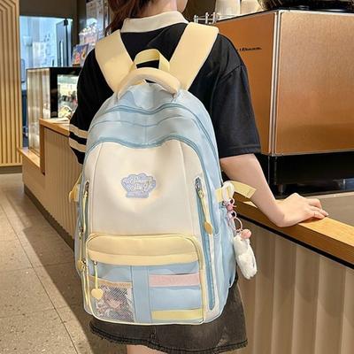 New High-value, Fresh and Sweet College Contrasting Color Splicing Backpack, Lightweight Backpack for Junior High School Students