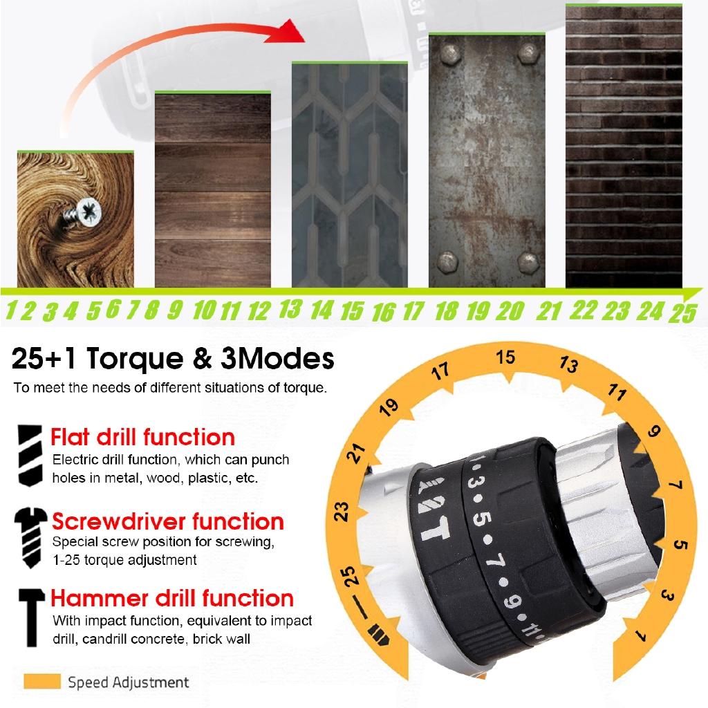 Electric Drill Wrench Screwdriver Cordless Drill 108V Double Speed Household Car Tools Rechargeable Lithium Battery New
