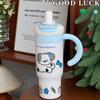 Creative Cute Pet Big Mac Thermos Cup 1011 New Straw Water Cup Girls High Value Large Capacity Ice Cup