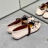 New Bow Pleated Flat Ballet Shoes Women's Soft Leather Flat One Strap Mary Jane Single Shoes