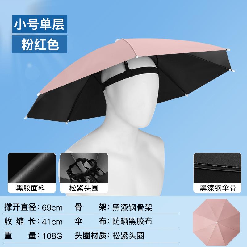 Hands Free Headwear Umbrella Hat Adjustable Strap Lightweight Portable 69cm Diameter Outdoor Protection Sun Rain Shield