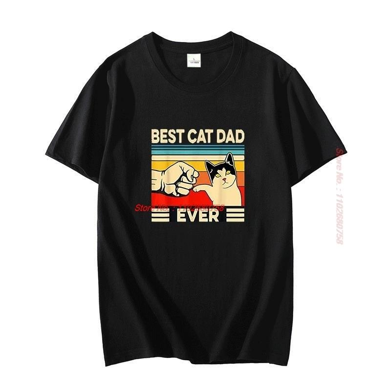 Best Cat Dad Ever Cat Daddy Vintage Graphic T Shirts Lover Father Funny Cat Cotton Big Size Short Sleeve T Shirt Unisexs Clothes