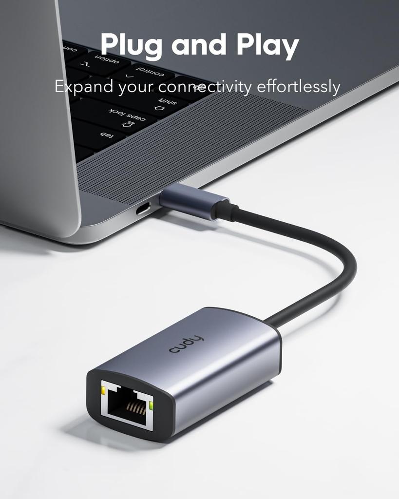 USB-C to Ethernet Adapter Cudy Gray RJ45