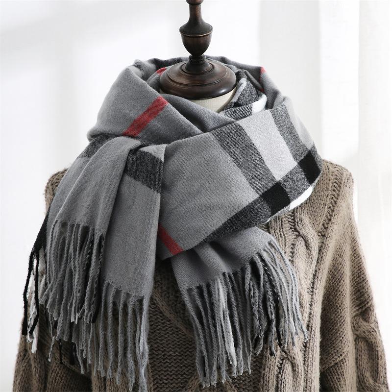Plaid Scarf Women's 2025 Autumn and Winter Imitation Cashmere Scarf Medium Length Warm Scarf Shawl Sweet Scarf