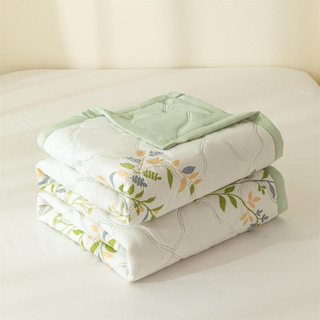 INS Skin-Friendly Washable Cotton Summer Quilt - Brushed Flannel Cooling Blanket for Dorms