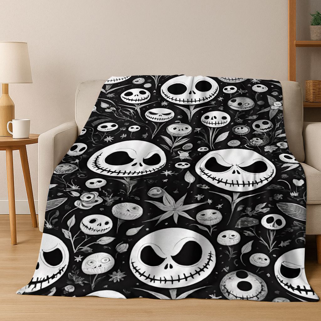 2026 New The Nightmare Before Christmas Jack Cartoon Flannel Blanket,Warm and Cozy Soft Throw Blanket for Home Bedroom Bed Sofa