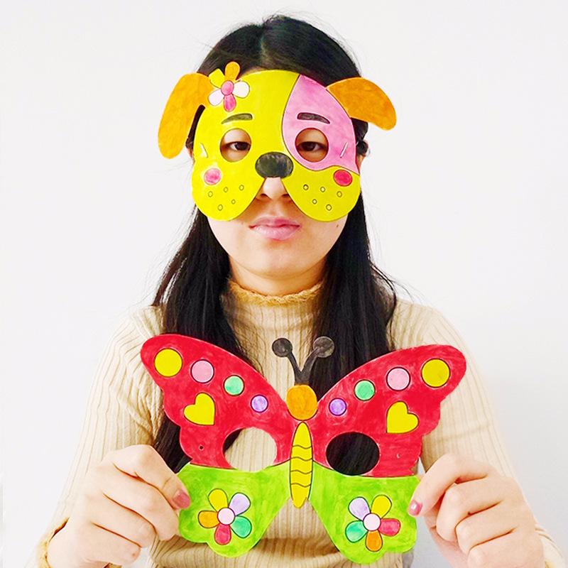 Animal Cartoon DIY Blank Masks for Kids' Coloring and Painting
