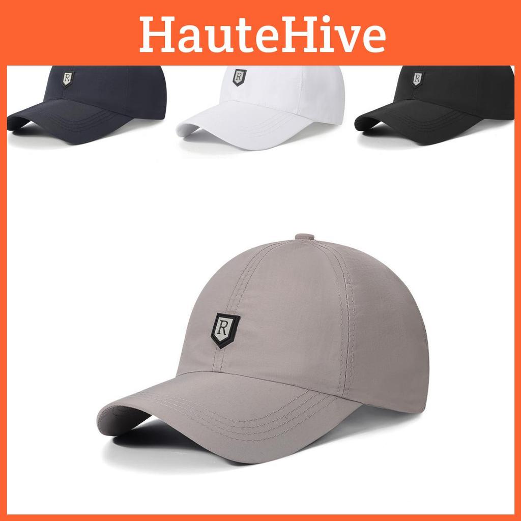 Leather R Label Mens Baseball Cap Quick Dry Sun Protect Fashion Outdoor Casual