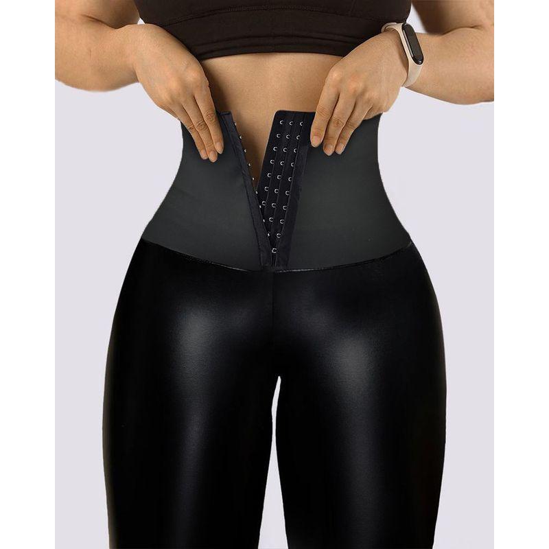 

European and American Stitching Hook-Eye Detail Silm Sports Leggings Women Slim Sports Pants Black XL