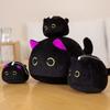 1 PC 10/15CM Small Cuddly Black Cat Plush Doll Cartoon Stuffed Round Ball Cat Plushie Girl's Bag Keychain Pendant Toys