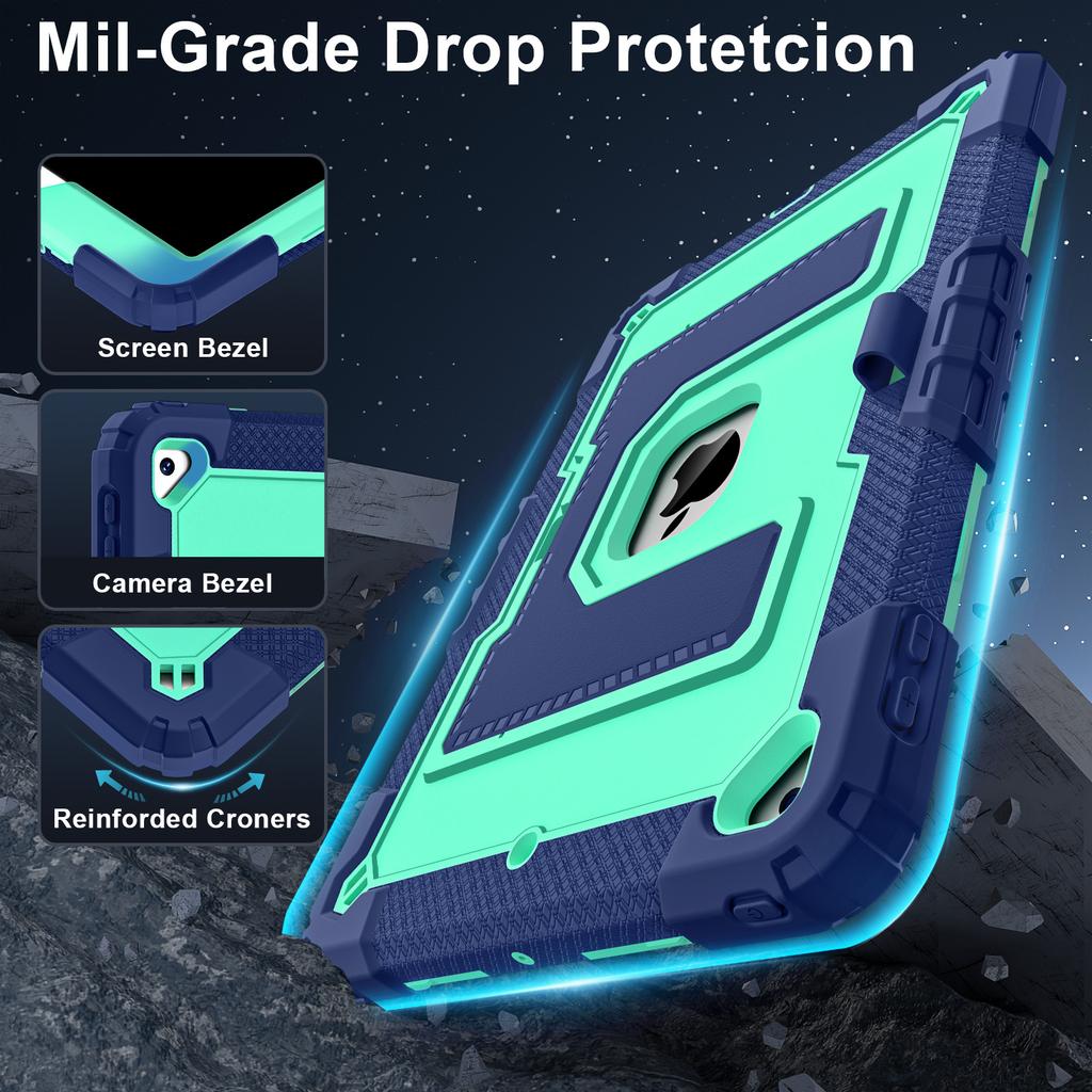 Tablet Case with Kickstand for iPad 10.2 (2021)/(2020)/(2019) Anti Drop PC+Silicone Cover