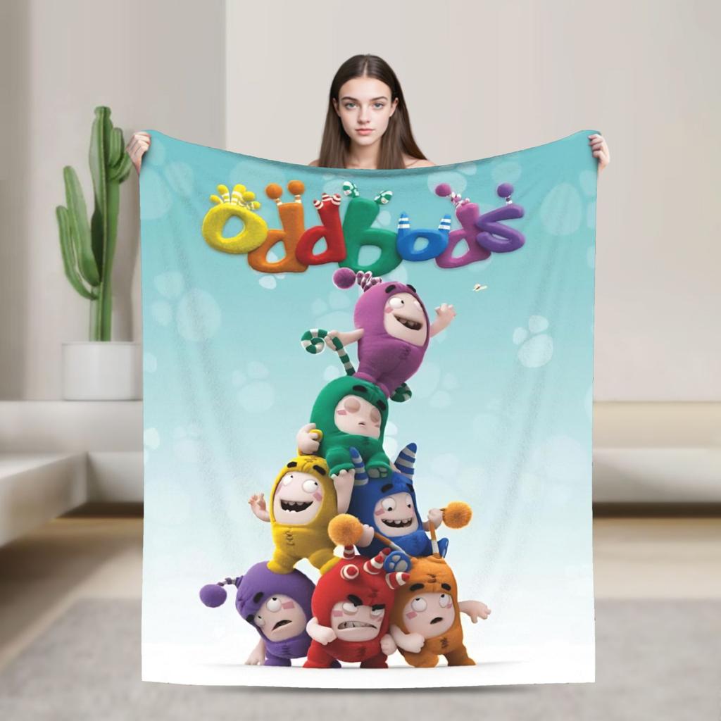 O-Oddboded kreslená flanelová deka Super měkká přehozová deka do ložnice Dekorativní novinka Přehoz na postel Potah na pohovku/postel