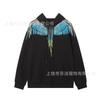 American street lightning wing print jacket men's and women's autumn and winter black loose shoulder heavy trendy hooded top
