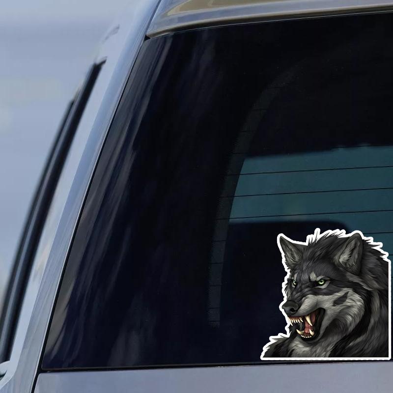 Car Sticker Cool Gray Angry Wolf Window Wall Automobiles Motorcycles Exterior Accessories Reflective PVC Decals