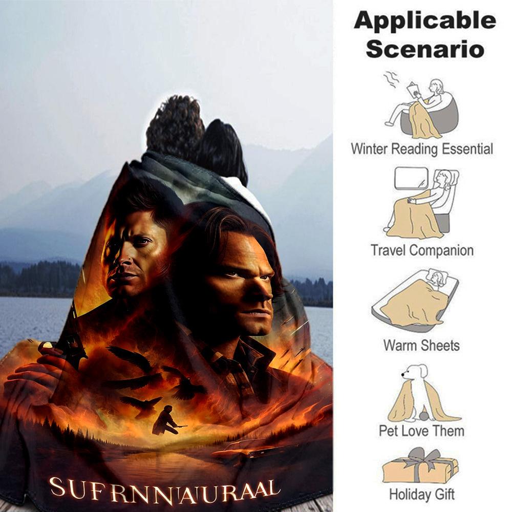 1pc Supernatural Throw Blanket Soft Flannel, Cozy All Season Polyester Perfect for Home, Office