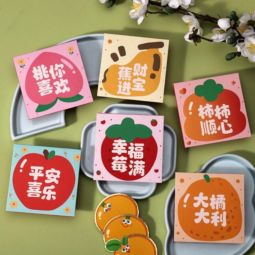 6pcs Festive Accessory Cartoon Red Envelopes Cute Traditional Red Packets Square Shape Lucky Money Packets Birthday