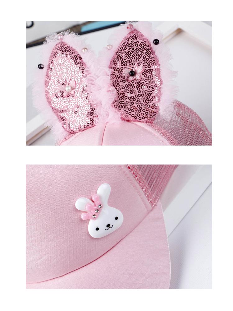 Dětská baseballová čepice s králičími ušima a flitry - Stylová sluneční clona pro chlapce a dívky