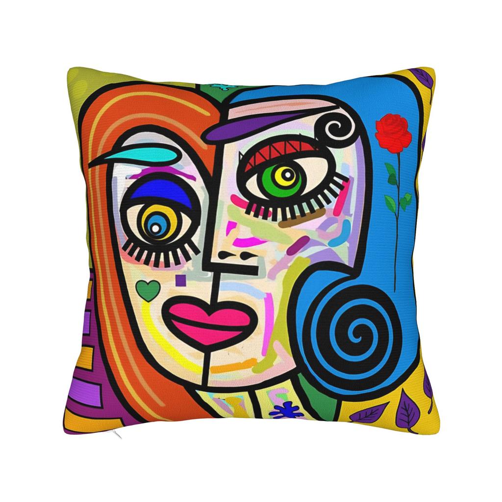 Picasso Funky Abstract Mona Lisa Woman Art Face Throw Pillow Cover Polyester Throw Pillow Cushion Covers
