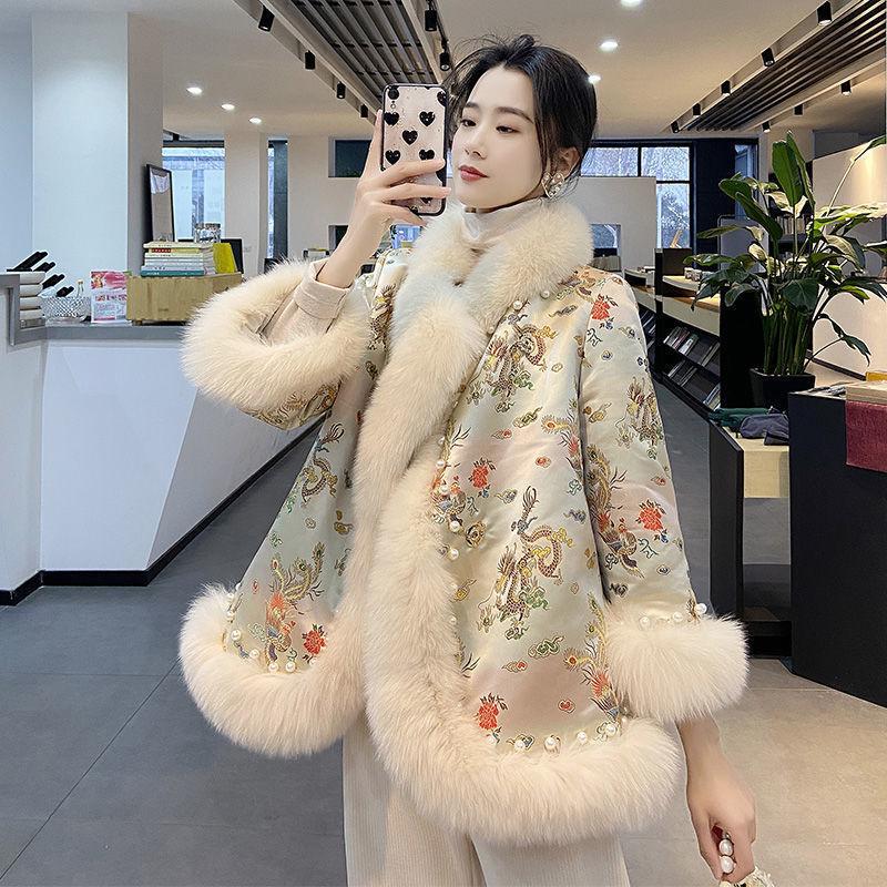New imitation fox fur imitation coat women's cape coat dragon and phoenix chengxiang