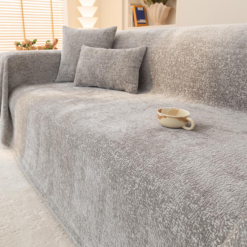 Moderne rutschfeste Chenille-Sofaüberwurfdecke: Einfacher, kratzfester Kissenbezug