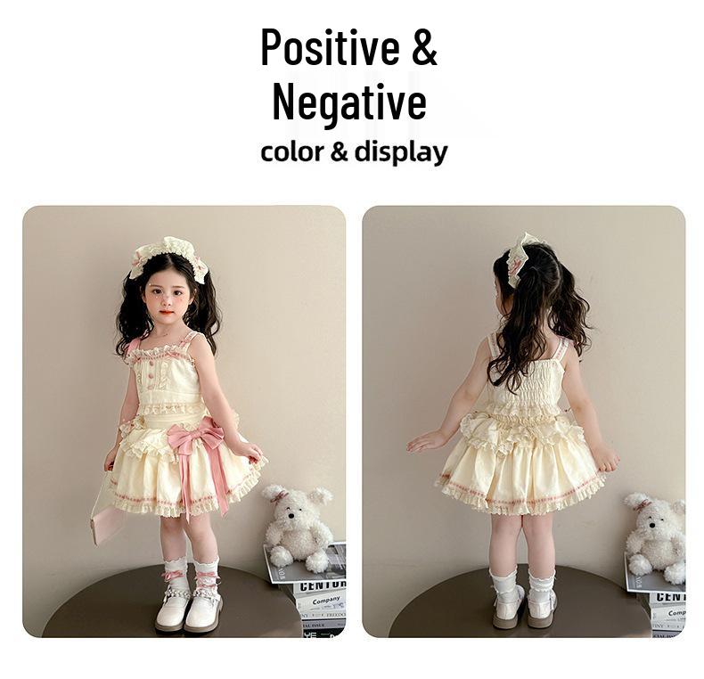2026 Summer Little Girl Princess Dress with Bow - Stylish Puffy Birthday Skirt Set