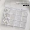 12 Grid Mini Zircon Pearl Nail Accessories Internet Celebrity New Mixed Flat Bottom Steel Ball Cross Decoration