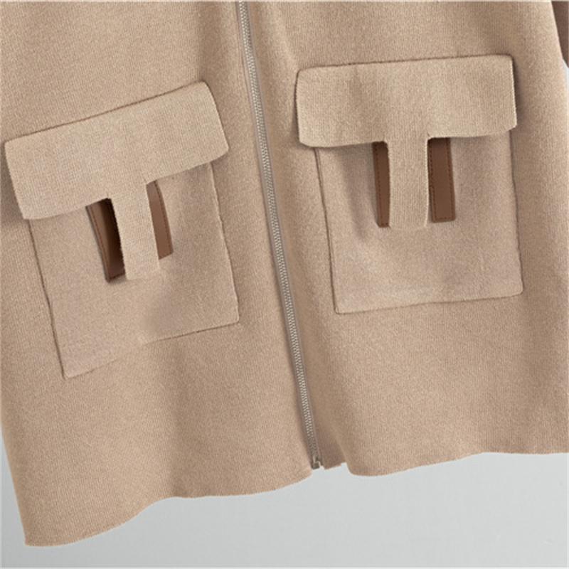 Women's Autumn Winter Fashion Casual Suit Mid Length Knitted Open Shirt Pants Two Piece Suit