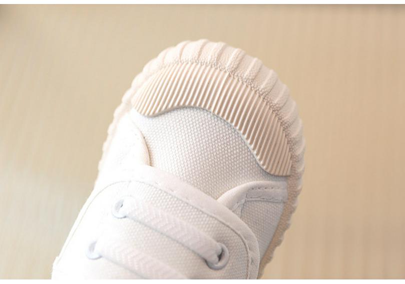 Kids' Soft Canvas Velcro Sneakers - Low Top, White, Spring/Autumn