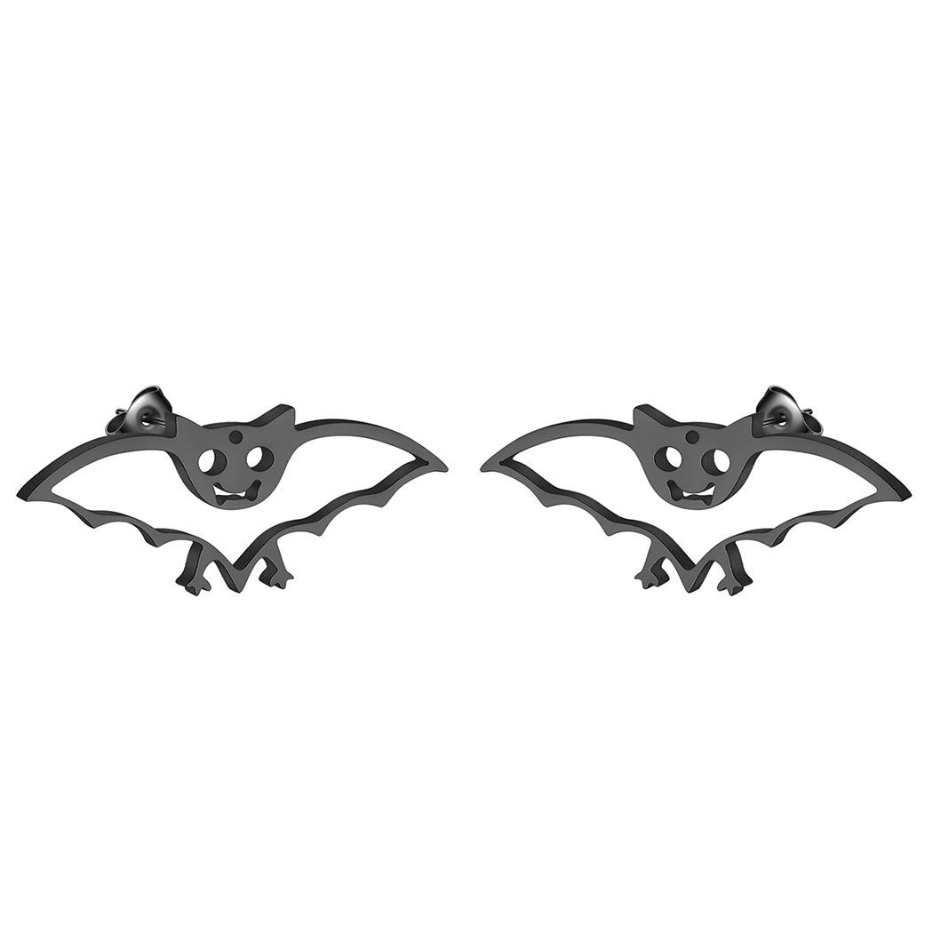 

Simple And Casual Earring Hollow Out Bat Pattern Stud For Woman Men Punk Hip Hop Zircon Couple Party Earrings Accessories