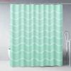 Modern Teal Gradient Wavy Line Art Waterproof Shower Curtain