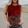Women's Round Neck Casual Sleeveless Halloween Printed Vest T-Shirt Top
