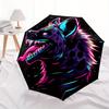 1 Stück Neon Wolf Automatisches Öffnen/Schließen Freizeit Cooler Regenschirm mit Winddichtem, Funktionalem Design, 8-Speichen Robuster Schirm