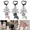 Flocking Animal Cartoon Keychain 3D Cat Shape Key Chain Fashionable Bowknot Pendant Phone Decorations for Women and Girl
