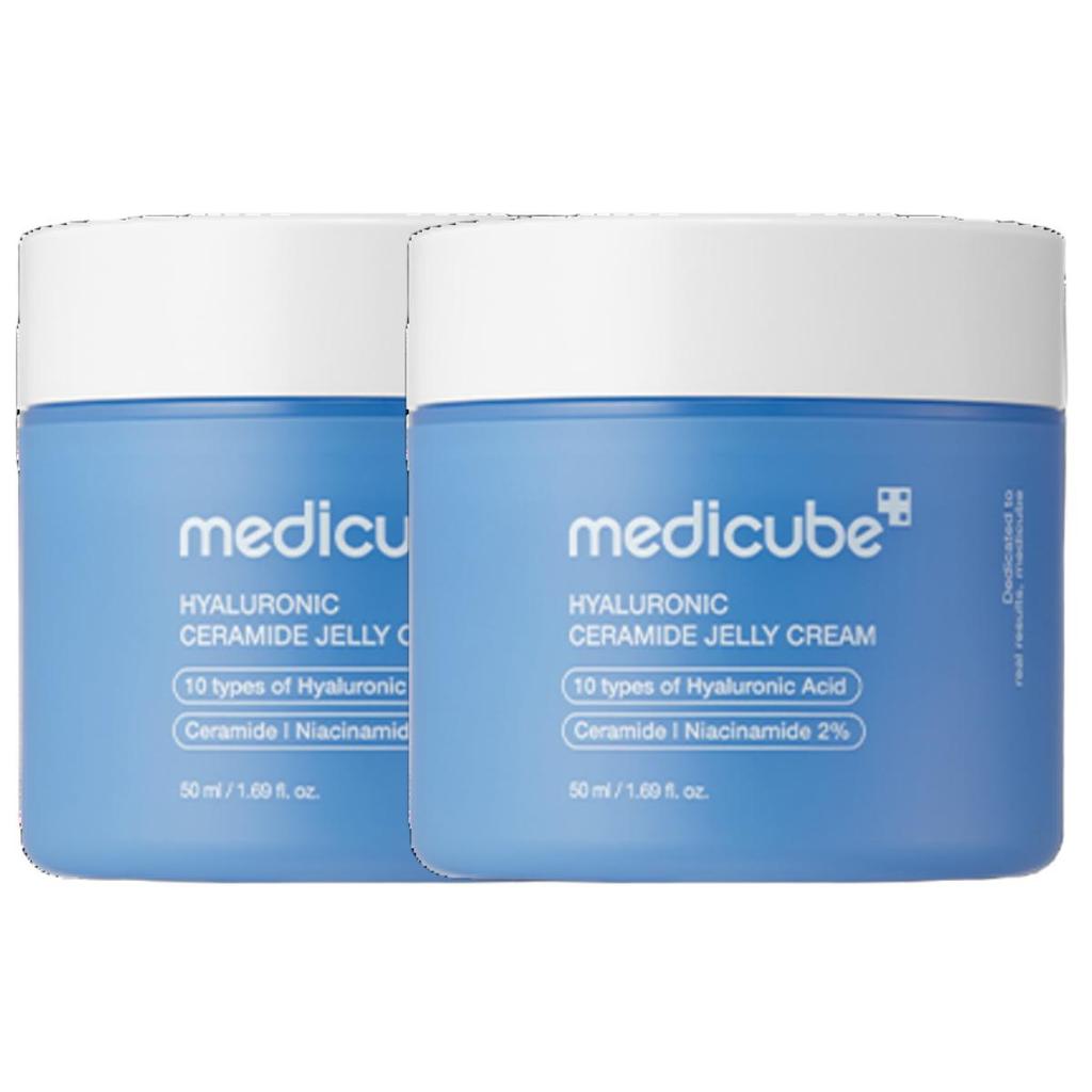 Medicube Cremă Gel cu Apă, Hialuronic și Ceramidă, Hidratare Profundă și Susținerea Barierei Cutaneoase, 50ml (Pachet 2 + 2 Măști Foaie Bonus)