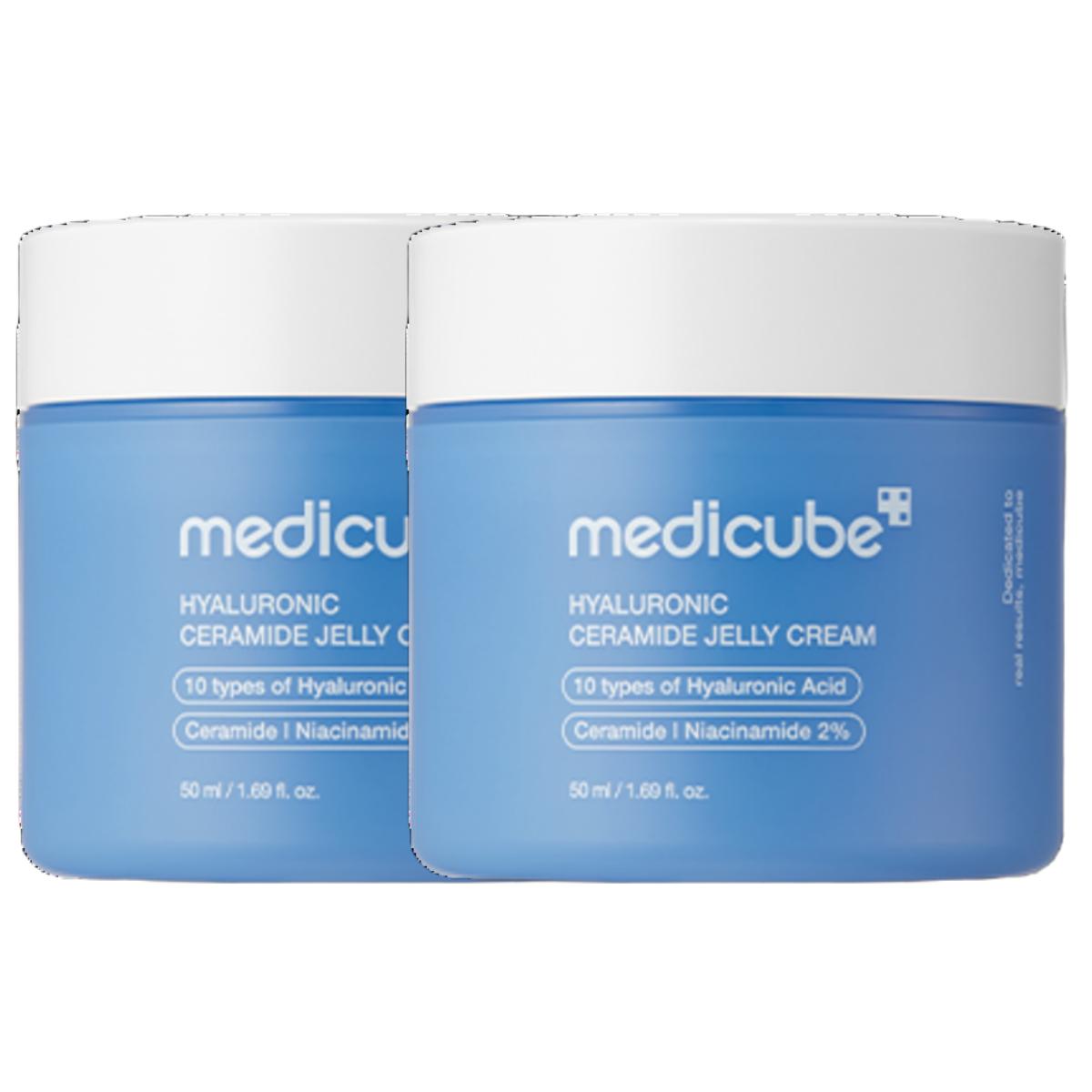 Medicube Hyaluronic Ceramide Water Gel Cream, Deep Hydrating & Barrier Support, 50ml (2-Pack + 2 Bonus Mask Sheets)